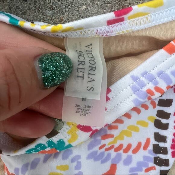 Victoria’s Secret floral dot paisley halter triangle bikini M/L - Picture 2 of 6